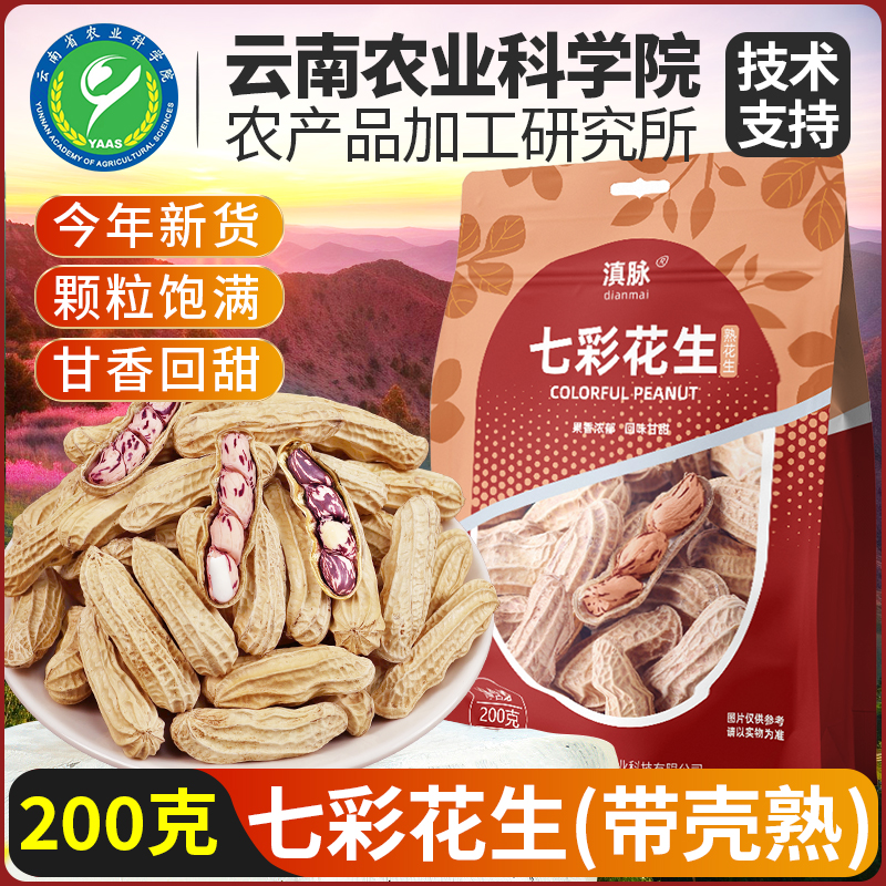 零食2023新农科院七彩花生云南特产原味带壳彩色花生小吃休闲食品
