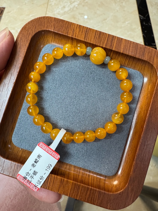 天然老蜡手链搭配南瓜珠单圈女款素圈时尚百搭女士