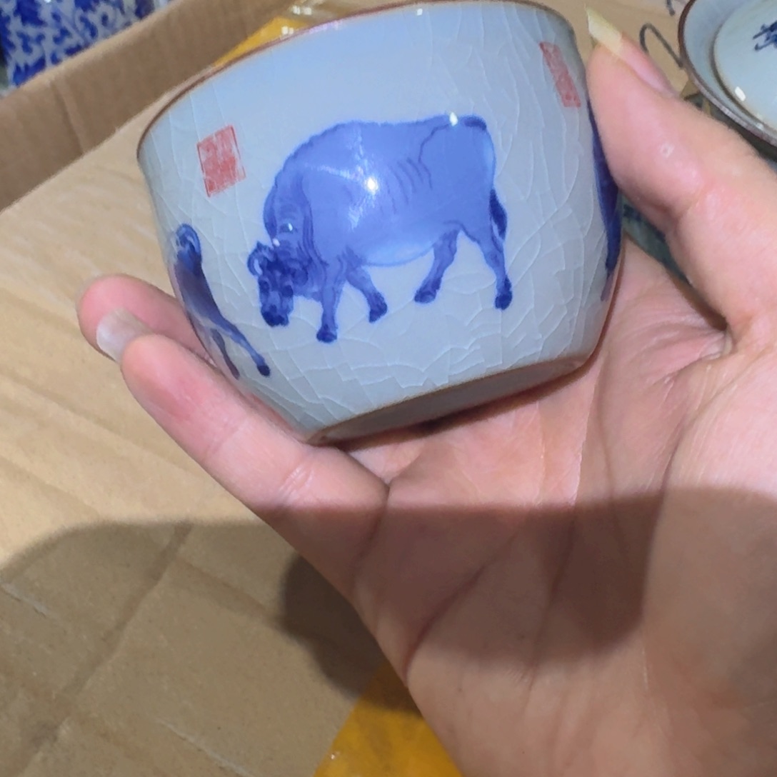 景德镇手工高温五牛缸杯