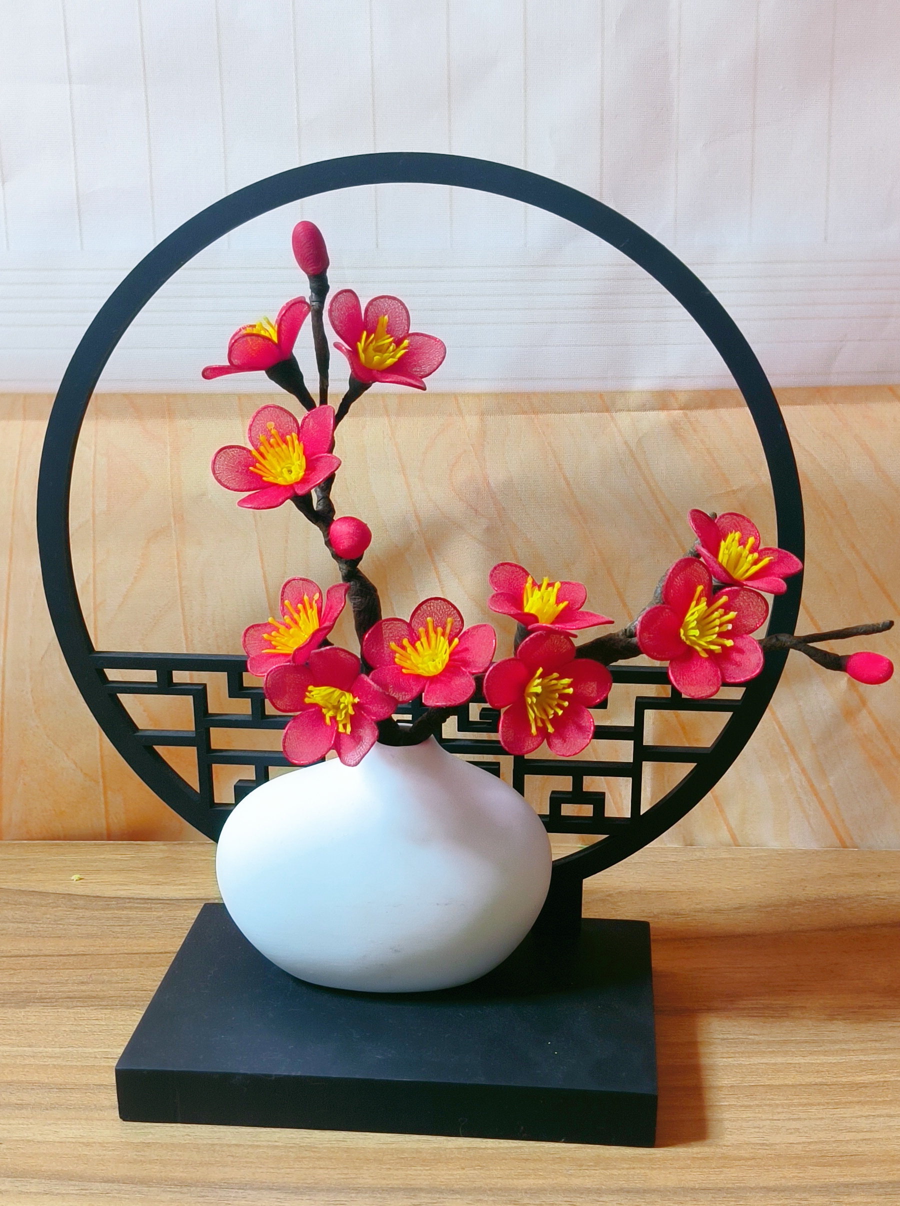 梅花材料包手工diy丝网花梅花套餐包新中式梅花居家装饰摆件