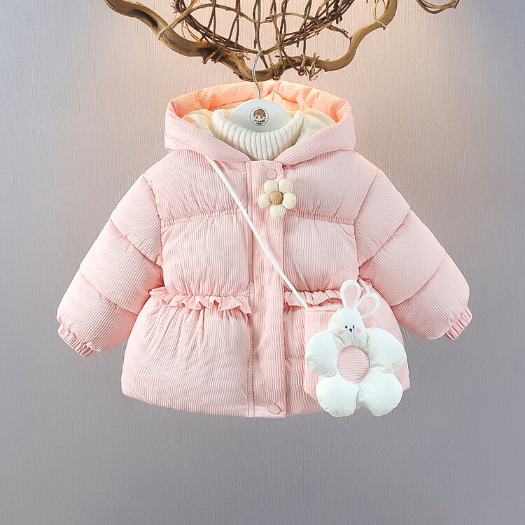 女童冬装棉衣女宝宝加厚棉袄婴儿网红连帽小女孩冬季女宝棉衣儿童