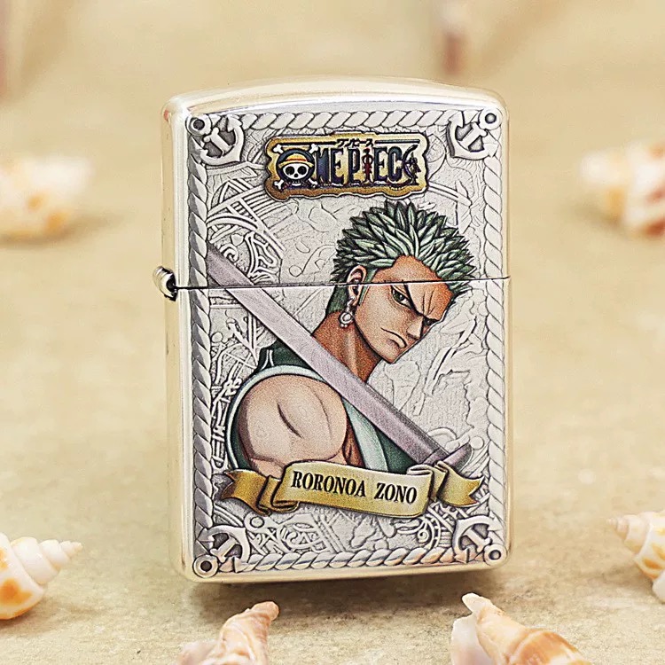 zippo打火机【索隆 】镀银 彩绘 盔甲机 经典 浮雕 煤油 防风DYJ1