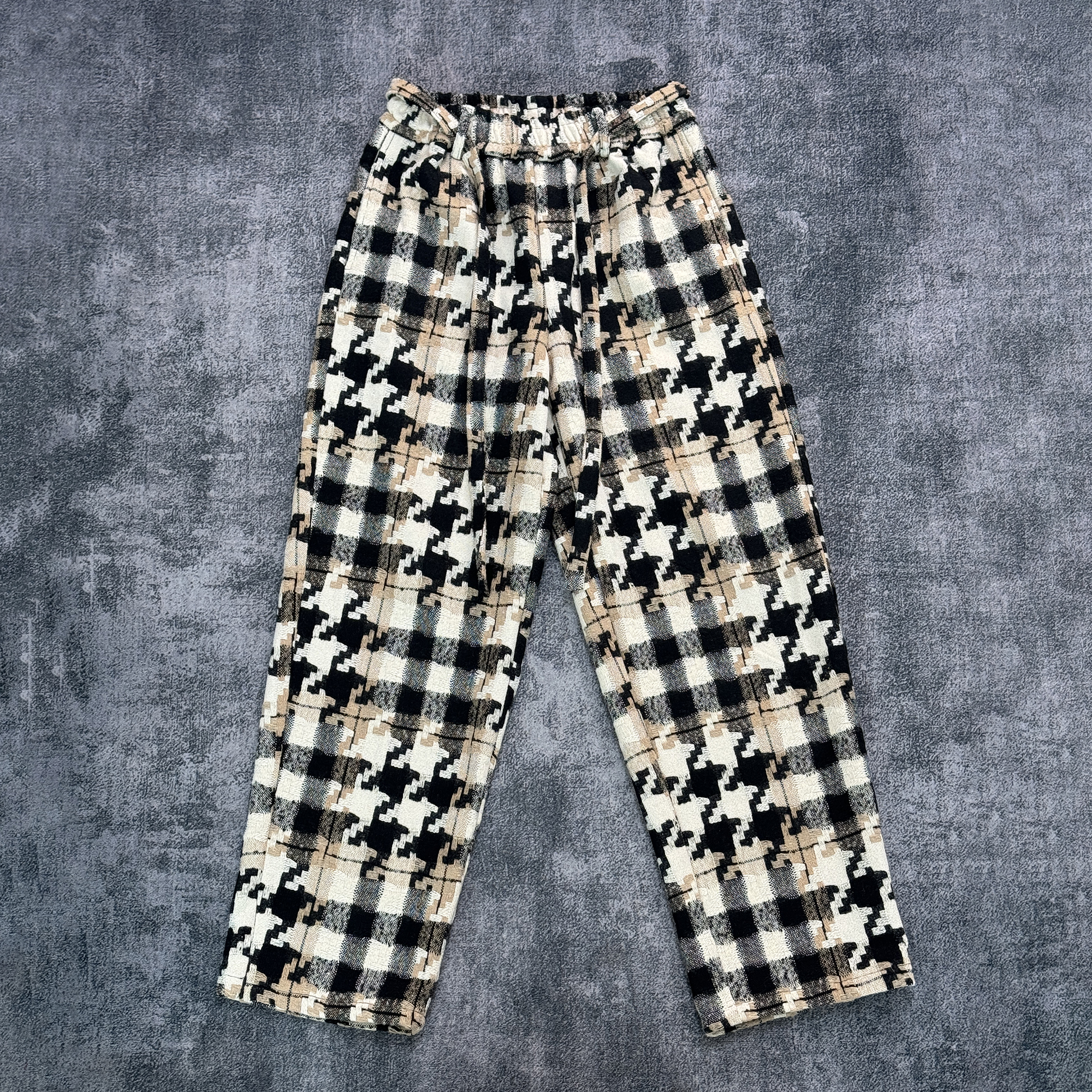 目标击落 《千鸟马赛克》重磅羊毛混纺格子加厚廓形长裤