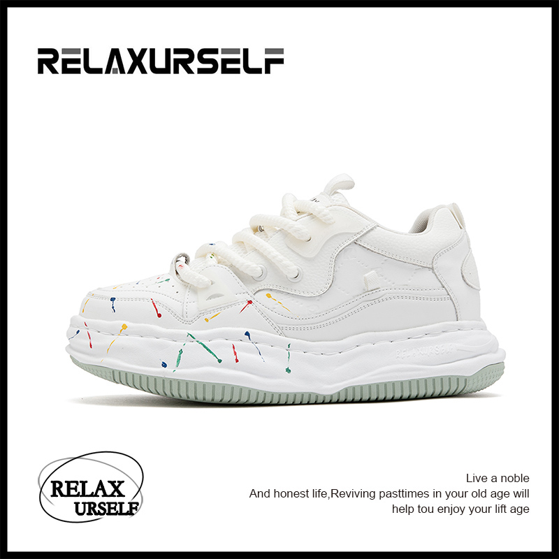 RELAXURSELF四季情侣潮鞋新款百搭厚底增高休闲板鞋溶解男鞋