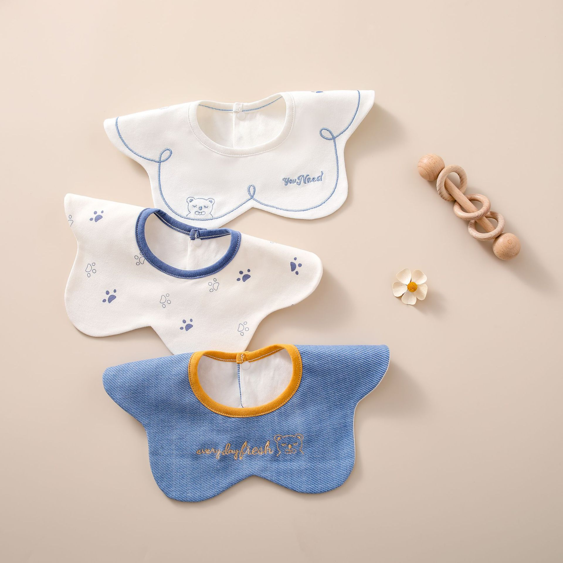 新生婴儿童宝宝防水幼儿围兜透气造型围嘴春秋冬纯棉新生儿小孩