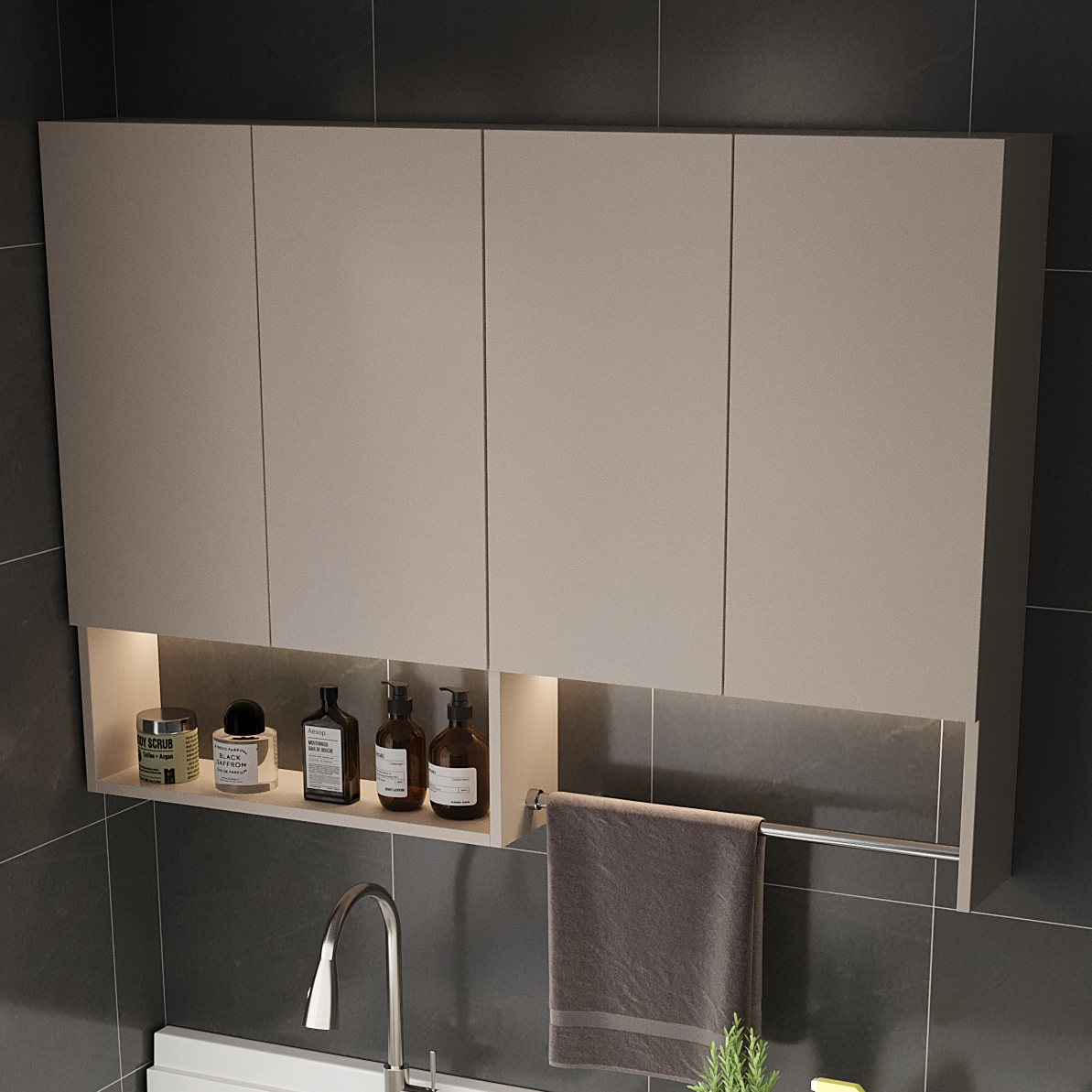 HUIQU/慧曲蜂窝铝阳台吊柜壁柜收纳储物柜子挂墙式卧室卫生间挂柜