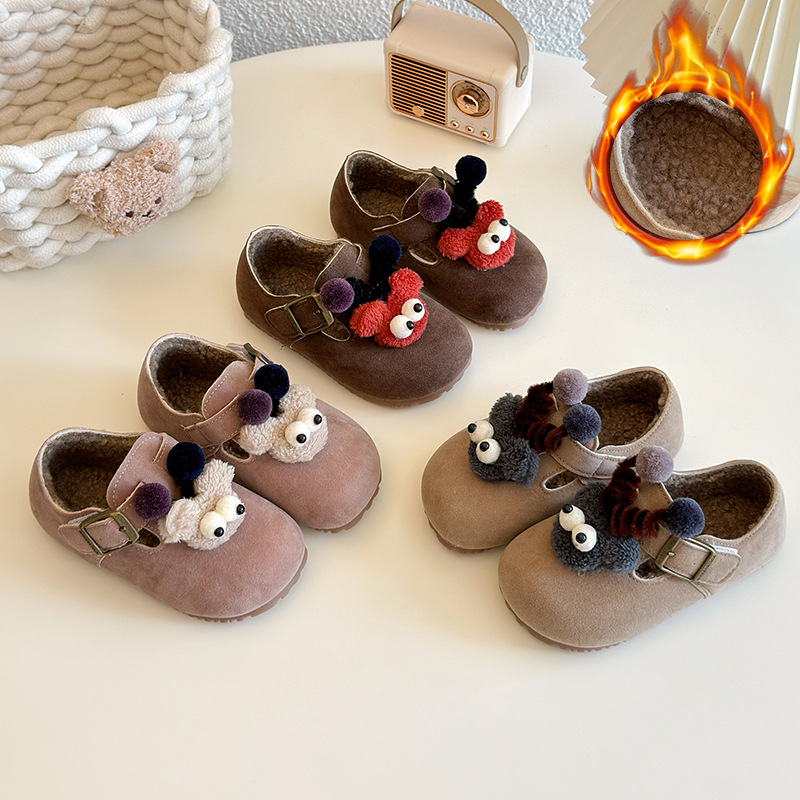 韩版儿童2025冬季新款女童勃肯鞋加绒保暖男童宝宝可爱豆豆鞋批发