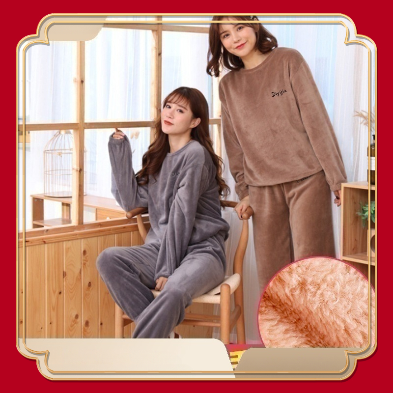 【小扬哥 推荐 】双面绒加厚暖暖套装女厚珊瑚绒家居套装外穿百搭宽