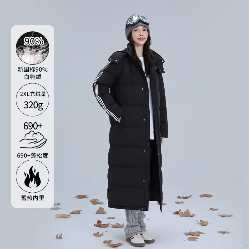 羽绒服女2024年新款冬中长款情侣超长过膝到脚踝韩国东大门黑色潮