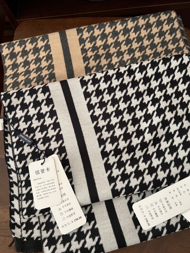质感超好~冬季保暖围巾男女冬季千鸟格披肩仿羊绒围脖