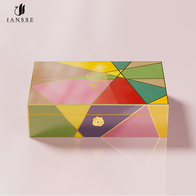 新款轻奢首饰盒大容量高档精致带锁收纳盒耳饰耳环项链戒指饰品盒