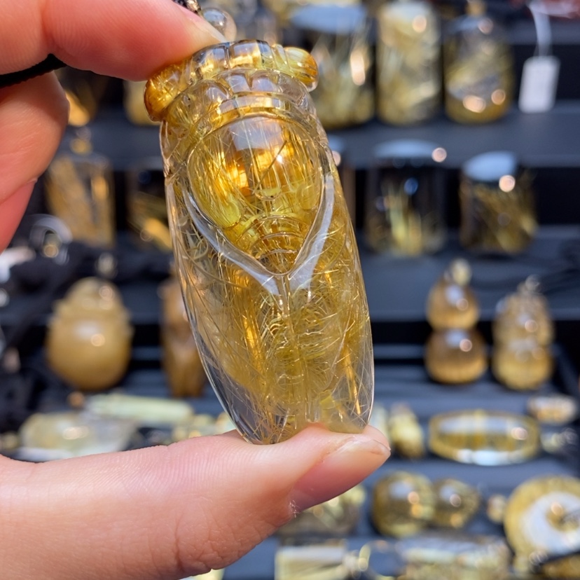 【闪购商品】水晶颈饰未镶嵌军****)天然水晶钛晶知了吊坠