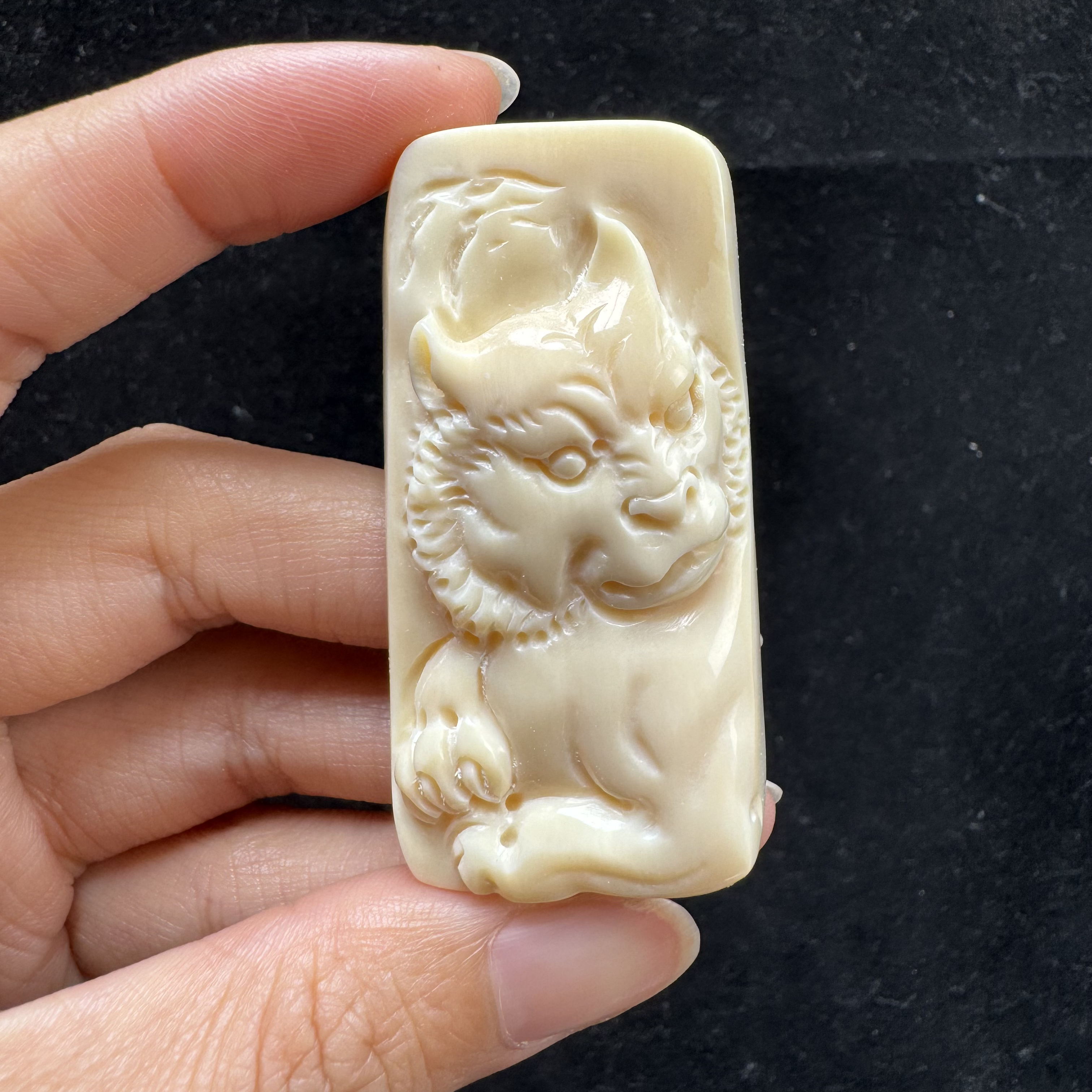 H96-08天然猛犸象牙雕刻牌27×54×12mm支持复检 假一罚四