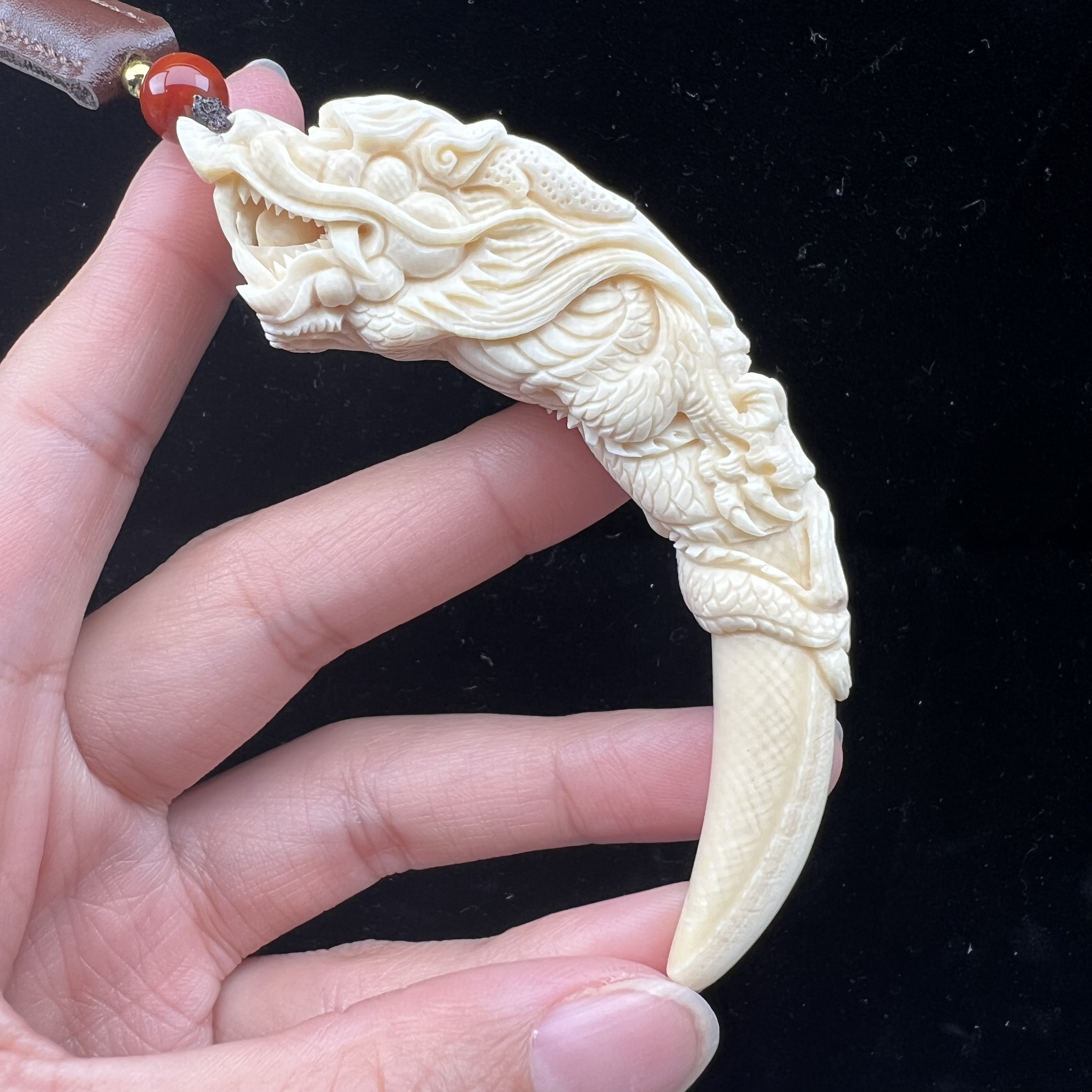 K8229天然猛犸牙 鬼工龙牙尖 14*85mm支持鉴定 假一罚四