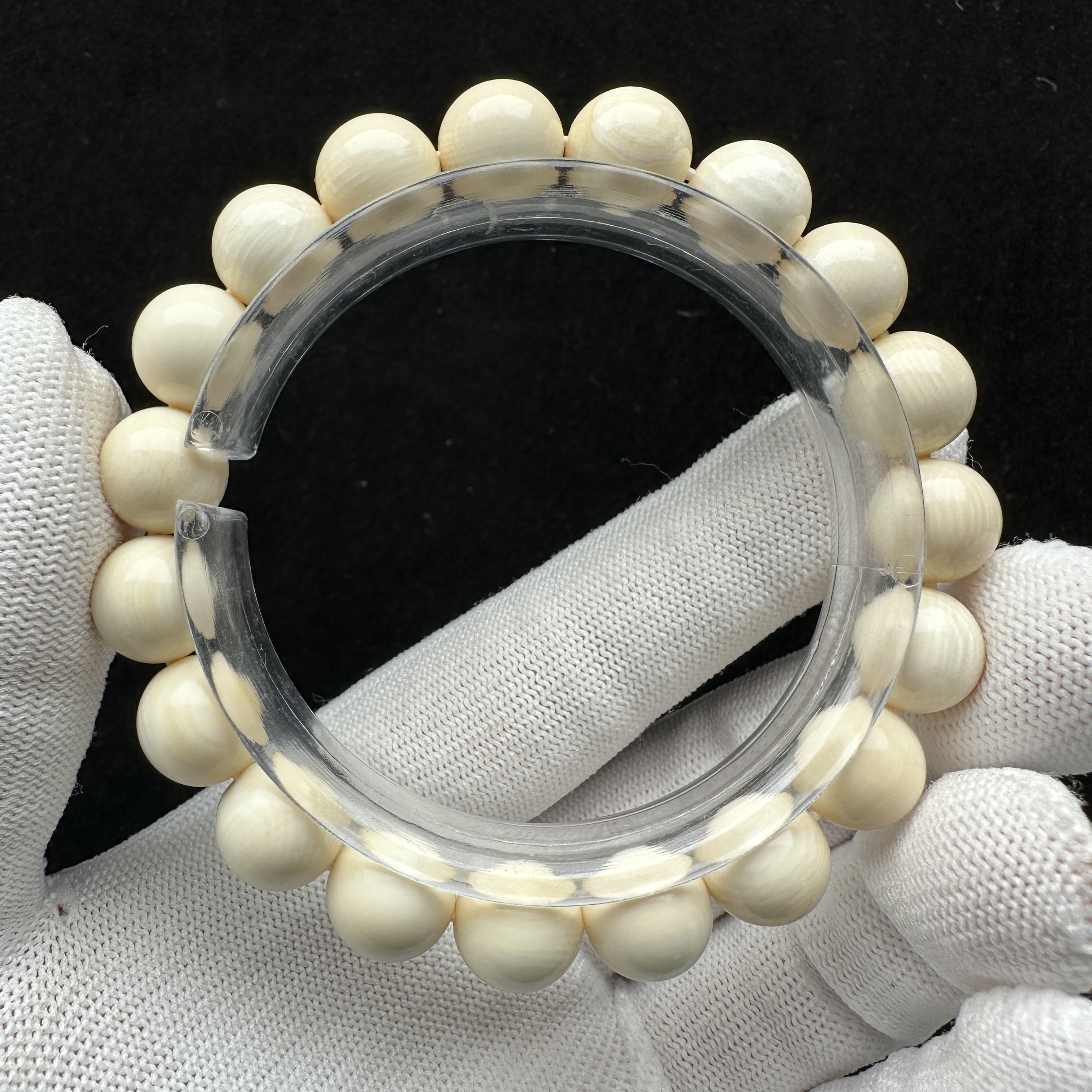 L2594天然猛犸牙 带皮手串  10.8mm 支持鉴定 假一罚四