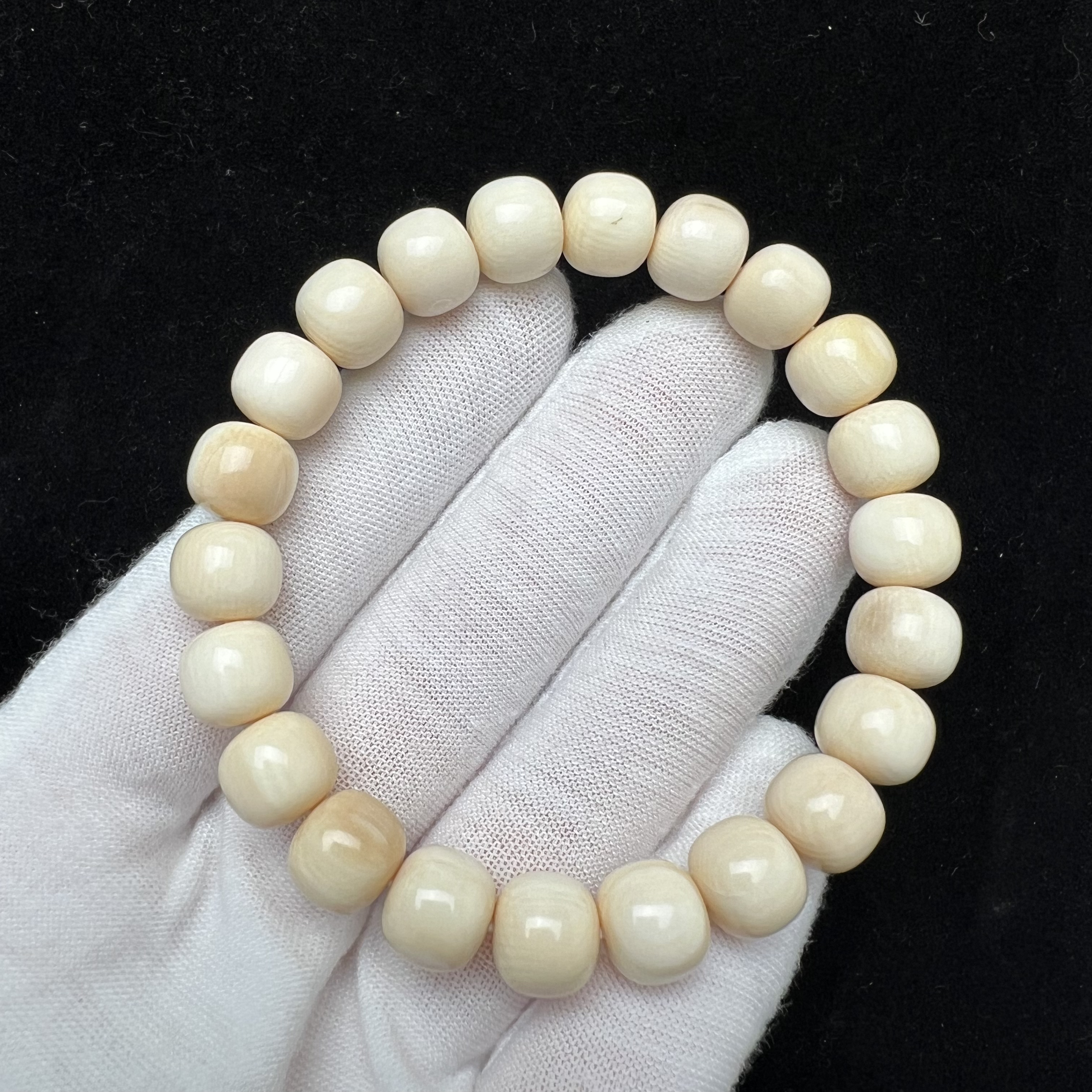 K3472天然猛犸象牙10×9mm手串 支持鉴定 假一罚四