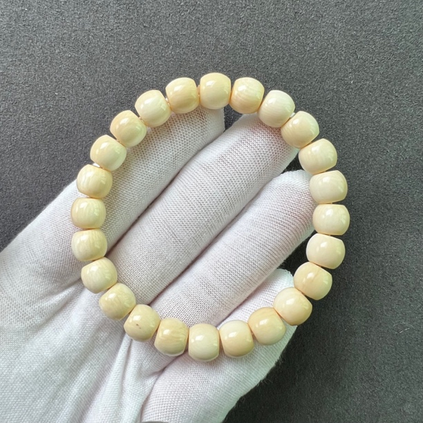L1459天然猛犸牙9×8mm手串 支持鉴定 假一罚四
