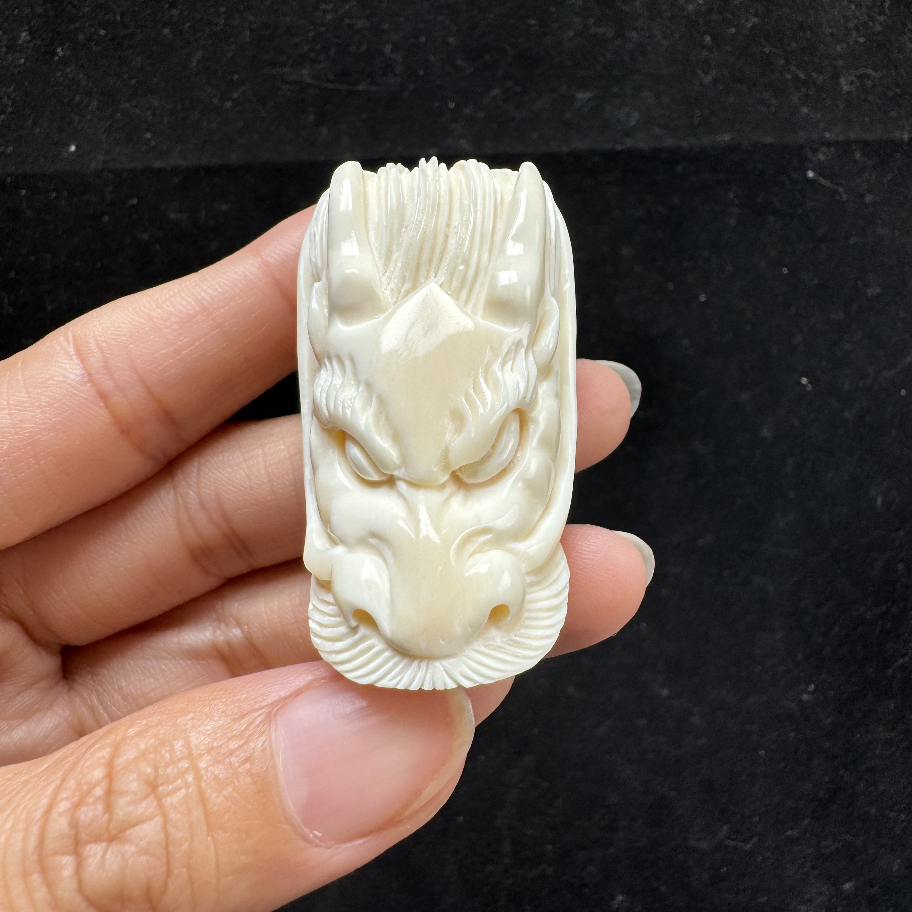 H96-16天然猛犸象牙雕刻龙牌25×46×16mm支持复检 假一罚四