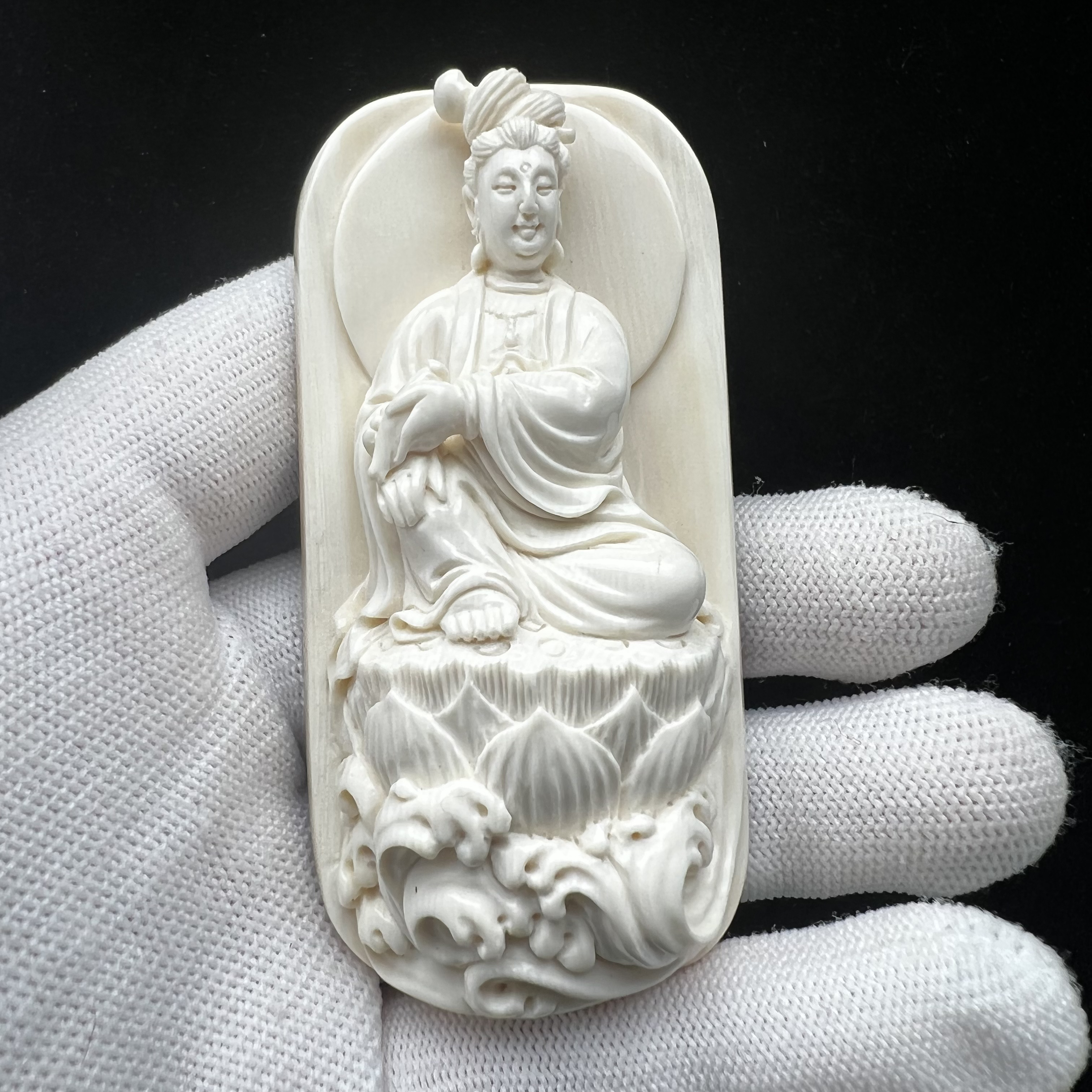 K3176天然猛犸牙 雕刻牌39*82*24mm 支持鉴定 假一罚四