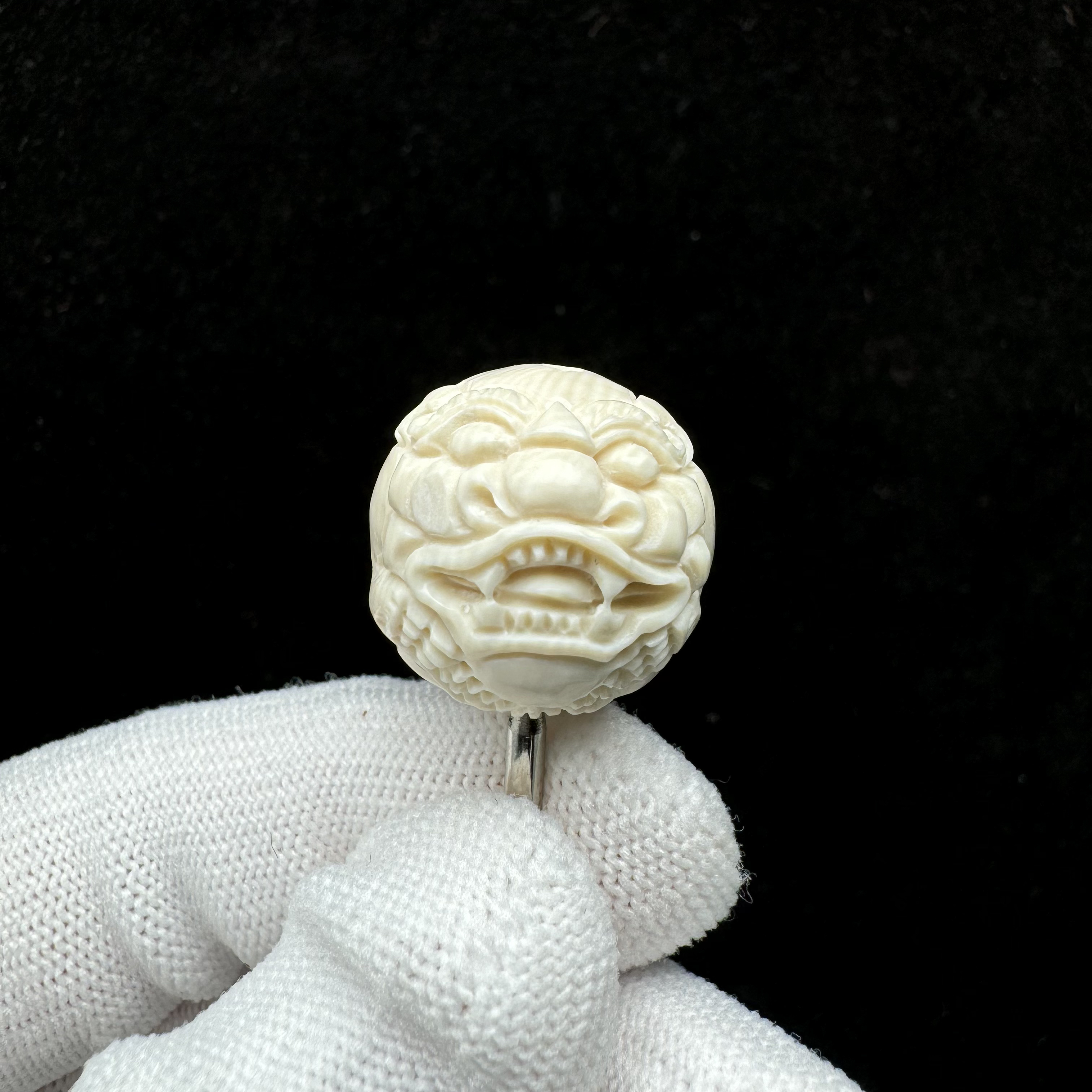 瑕疵X1165天然猛犸牙雕刻散珠 6.34克/19.5mm 支持鉴定假一罚四