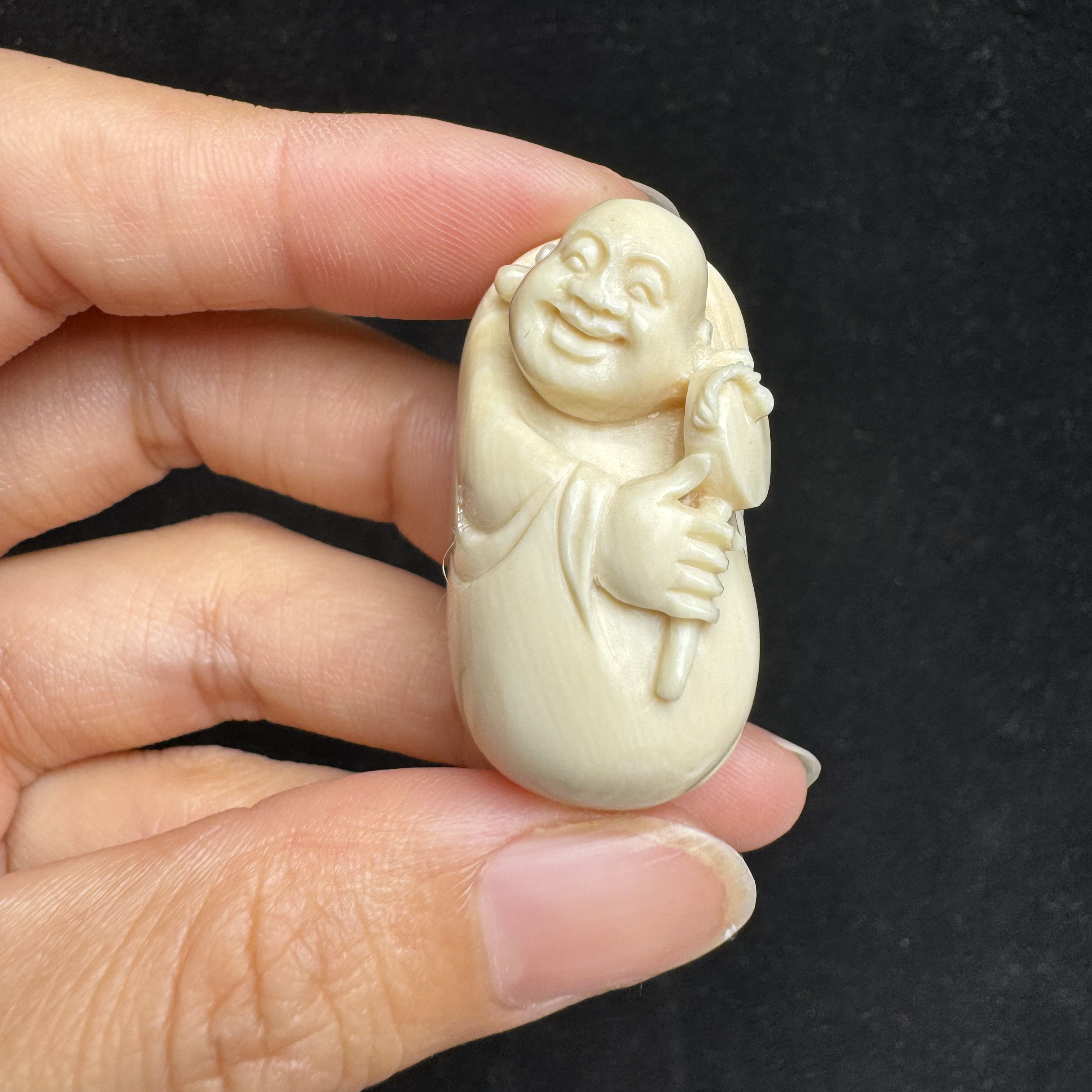 F8626天然猛犸象牙雕刻件18×34×20mm支持复检 假一罚四