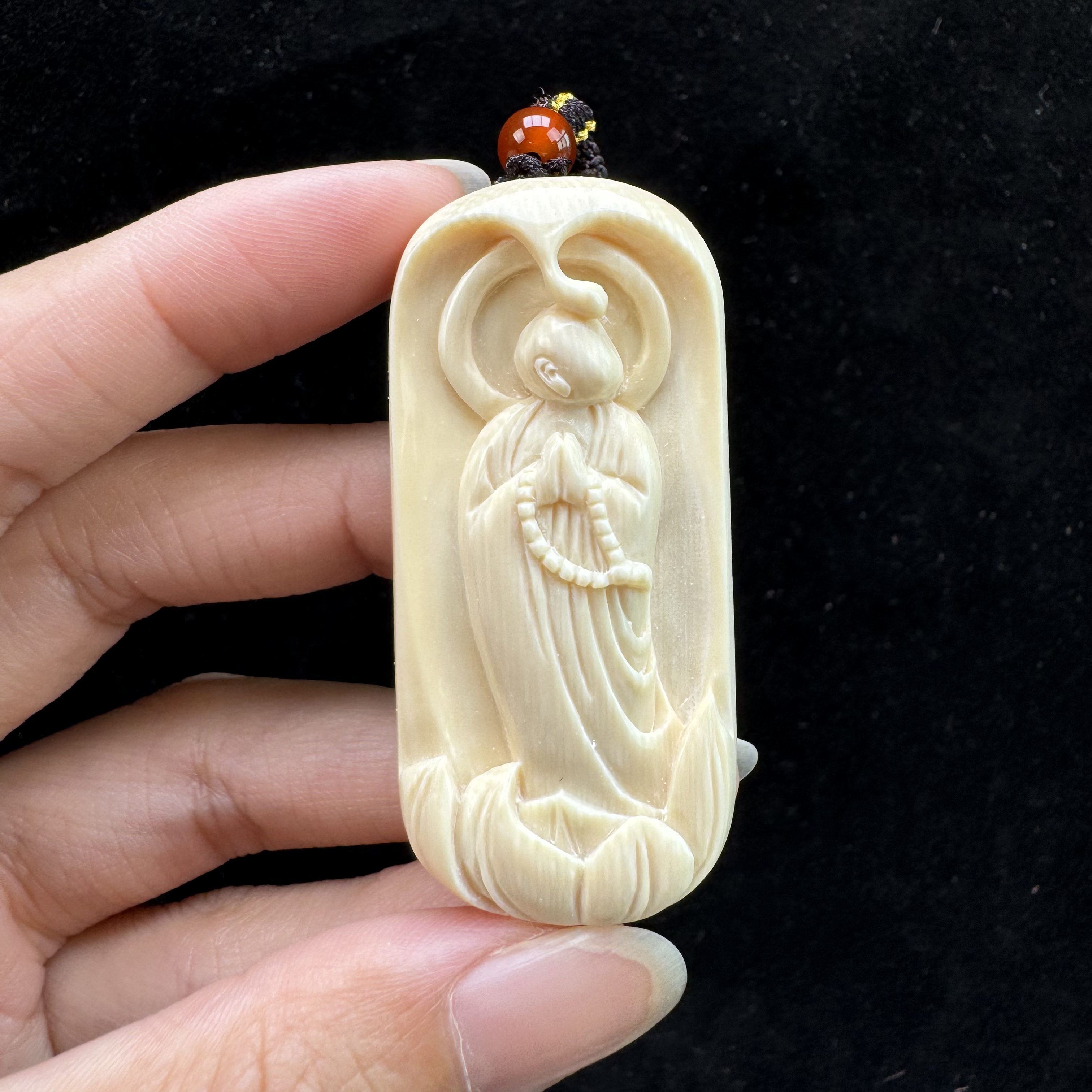 H1663天然猛犸牙 雕刻无相牌25*54*12mm  支持复检假一罚四