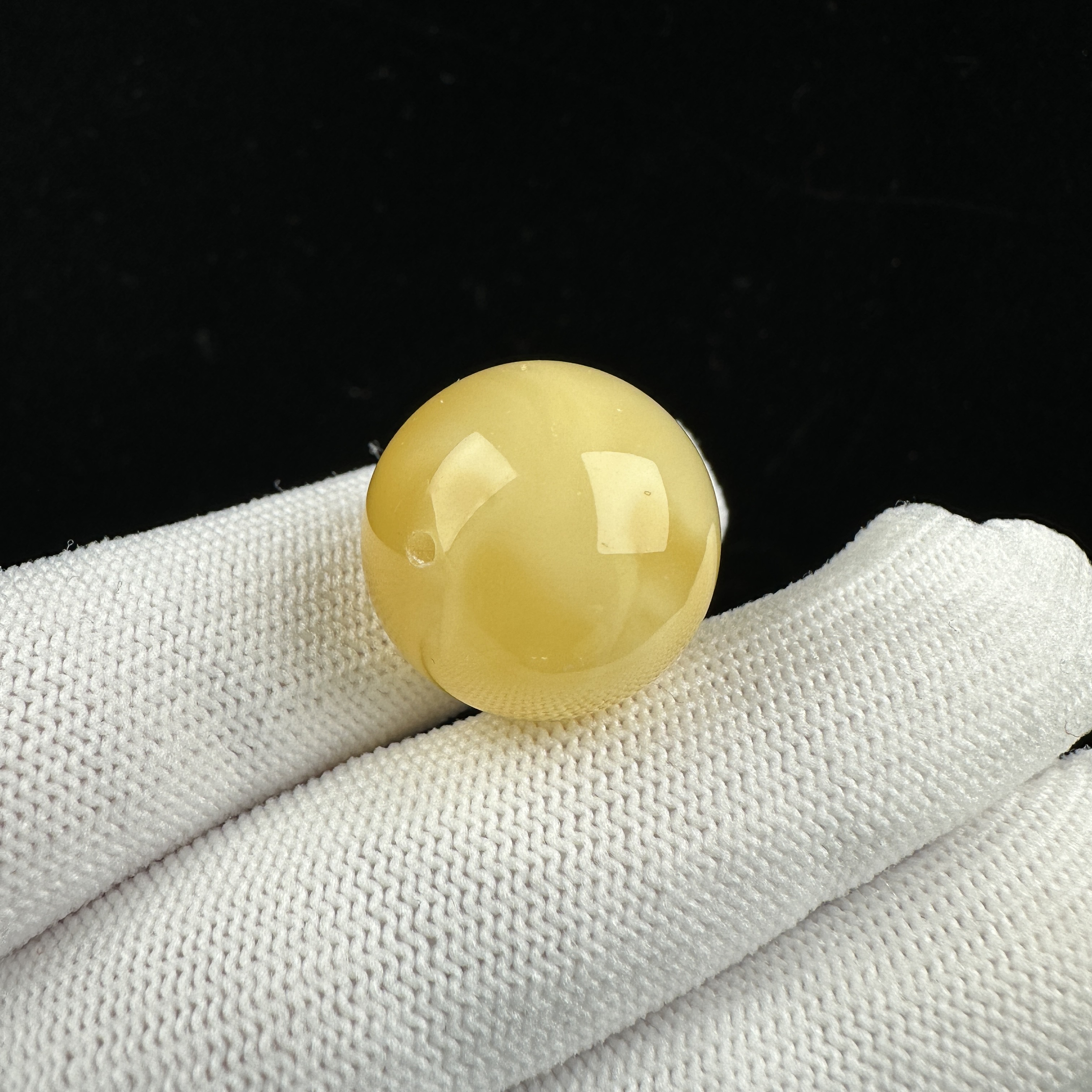 M4625天然原矿蜜蜡 鸡油黄 单珠 19.6mm抖音基地质检发货