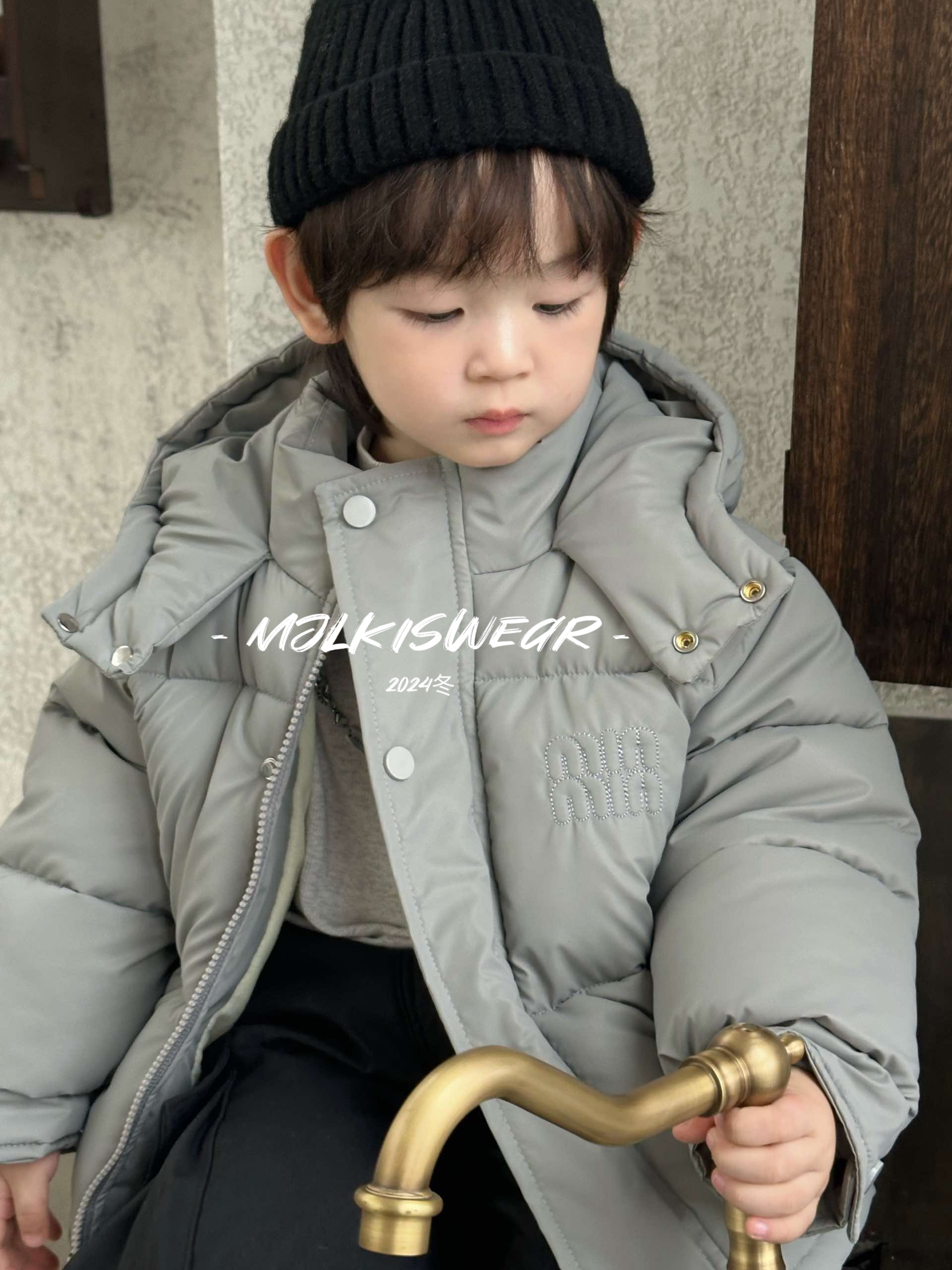 【现货】冬款韩版温暖防风抗风防护保暖连帽加厚儿童皮棉服外套A933