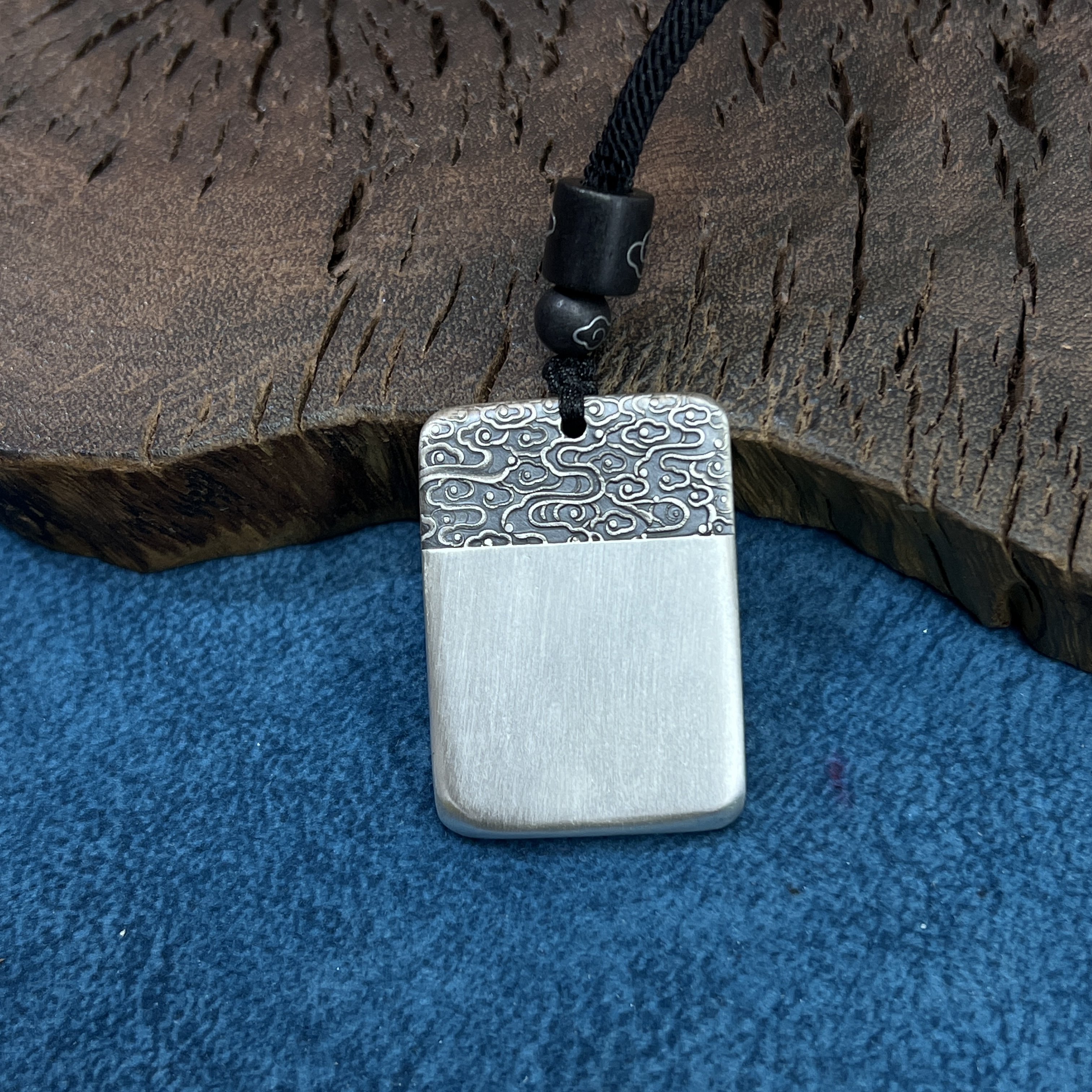 足银银制品 【足银吊坠】祥云无事牌实心复古时尚个性吊坠