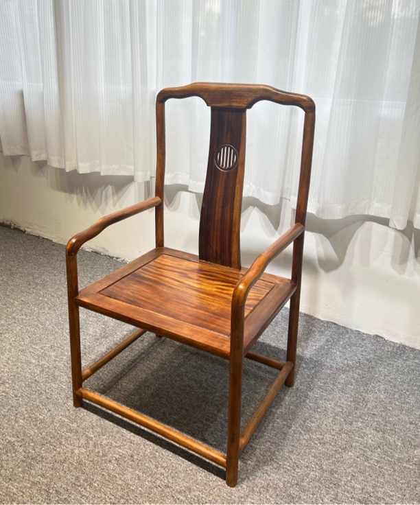 胡桃木镂空浩然茶椅简约茶桌椅新中式实木椅古典家用主椅（不包邮）