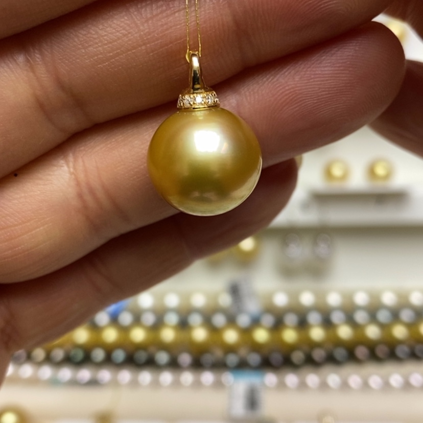 【闪购商品】海水珍珠金珠吊坠18K金镶嵌