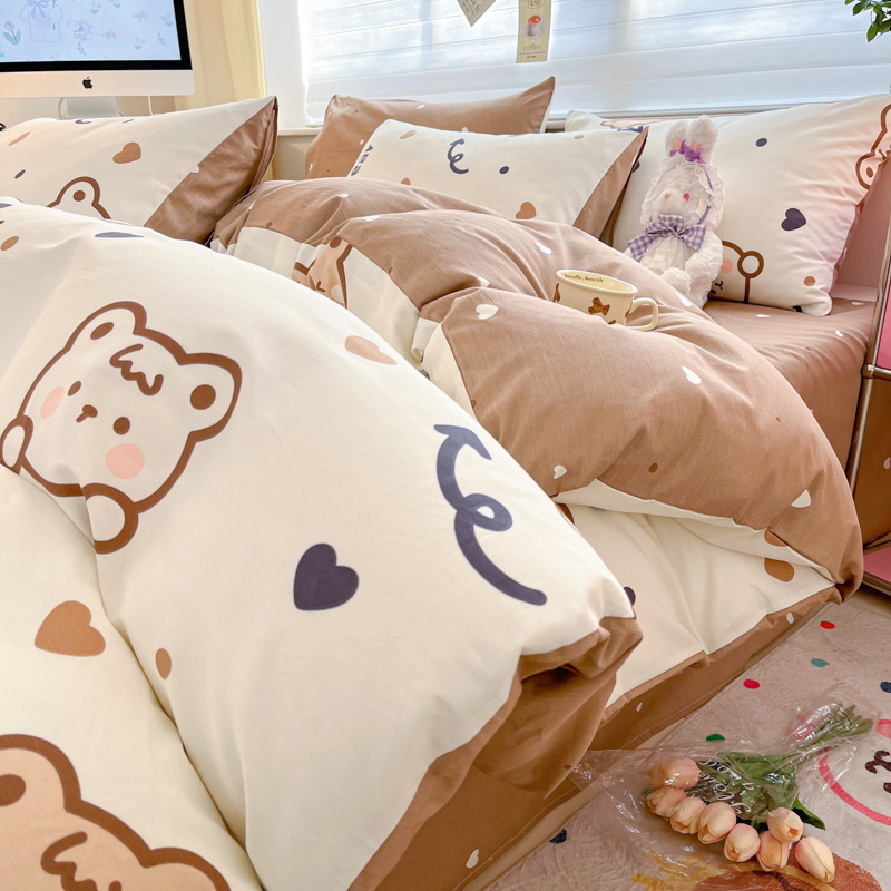 全棉四件套小清新100%纯棉四季款高支高密新疆长绒棉