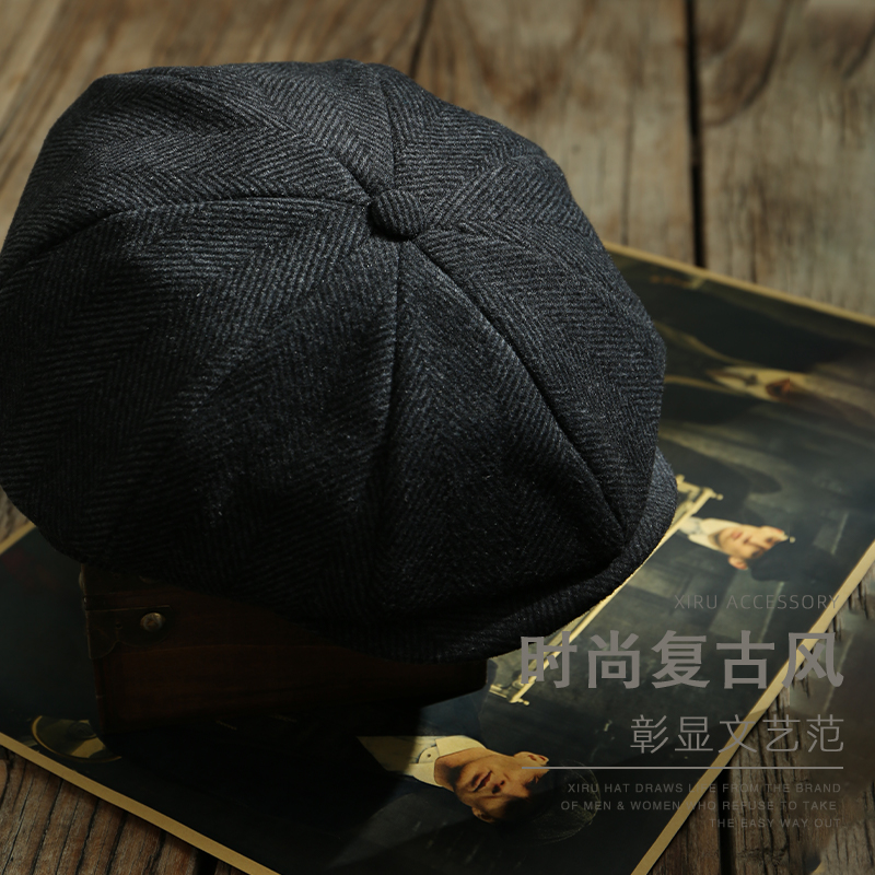 剃刀党同款秋冬八角帽男英伦贝雷帽复古羊毛呢报童帽时尚画家帽女