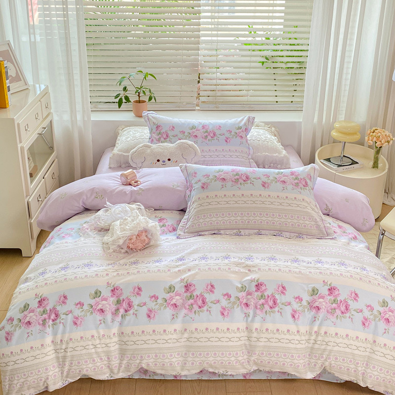 【高端四件套】新品全棉裙边款四件套亲肤小清新斜纹四季通用