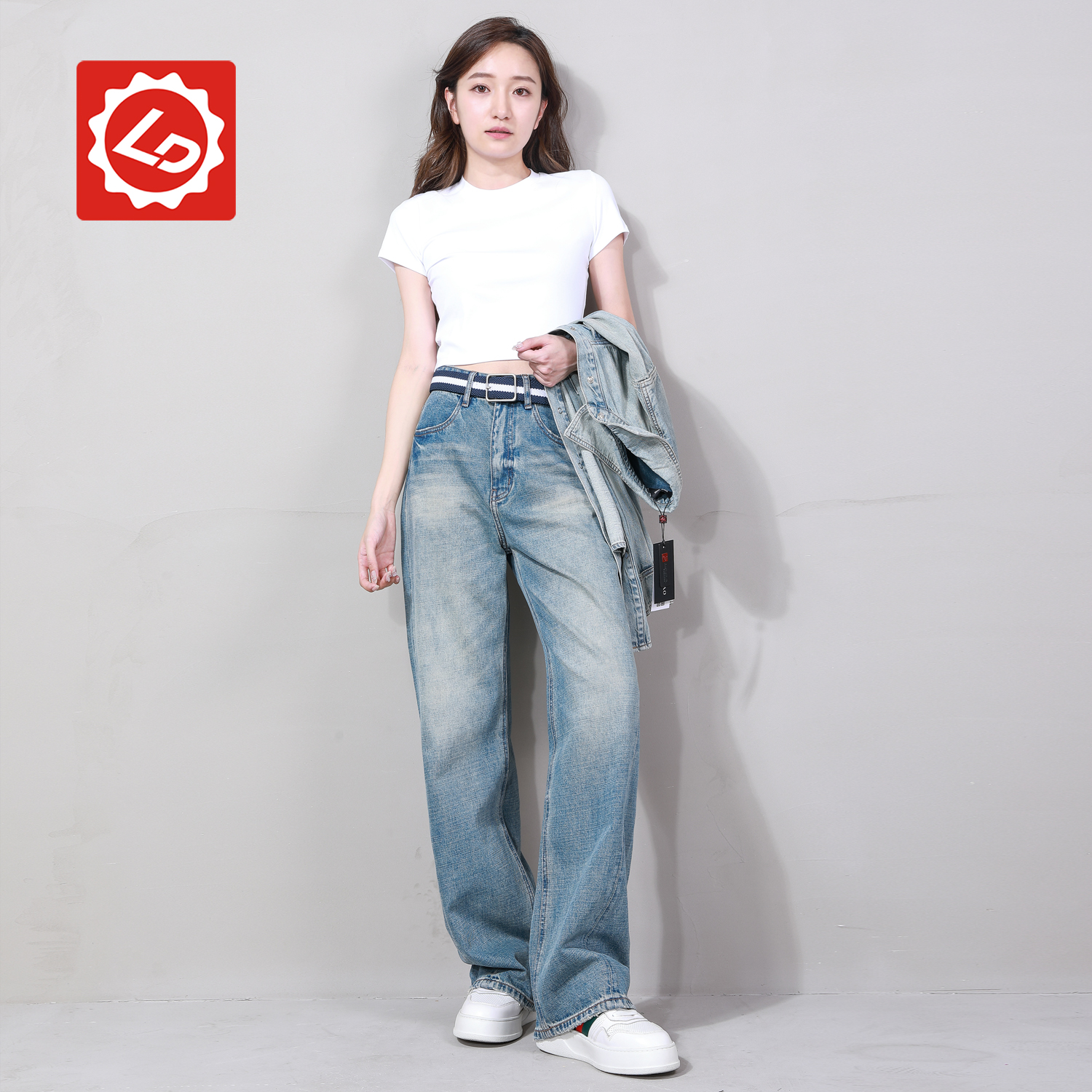 DA488NK唠叨牛仔秋季水洗低腰无弹棉料休闲拖地裤显瘦女牛仔裤