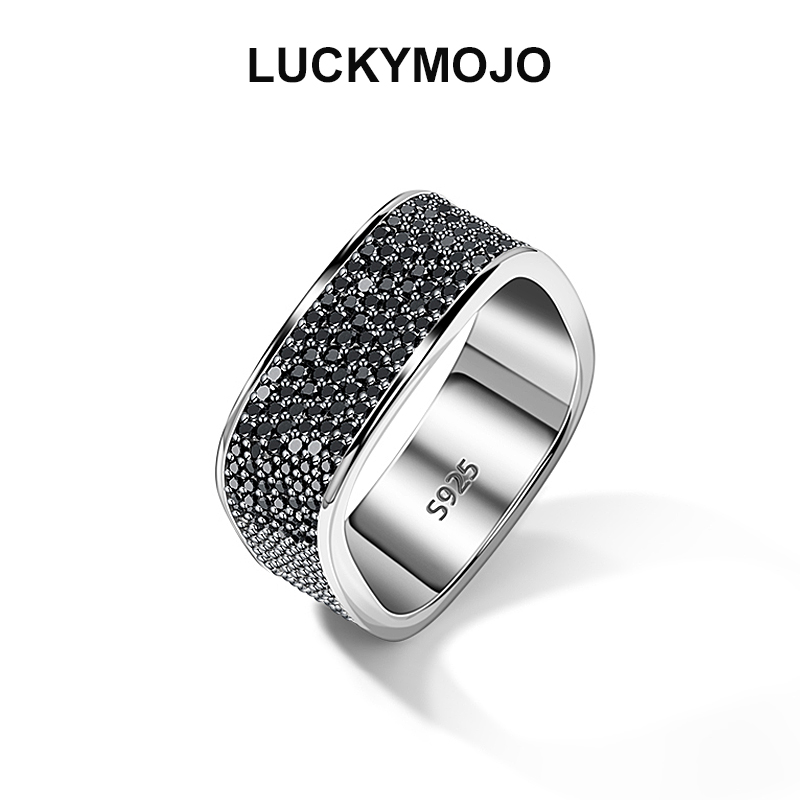 LUCKYMOJO 925银戒指 气质百搭方形戒指男女小众高级感食指戒指环