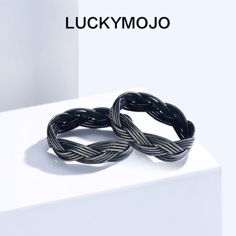 LUCKYMOJO 足银戒指 土耳其编织情侣戒指纯银轻奢小众食指戒尾戒