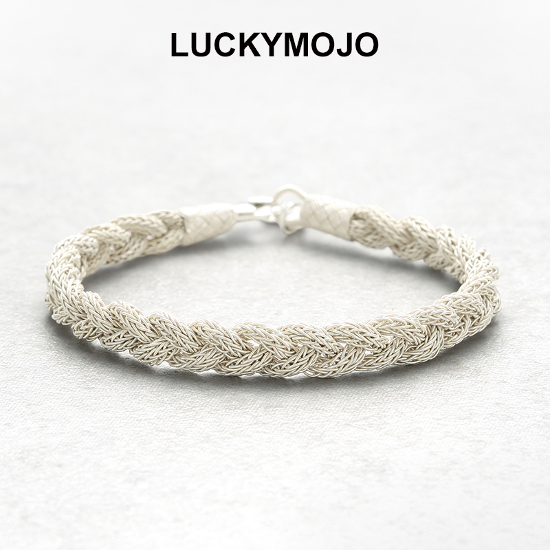 LUCKYMOJO 足银手链 土耳其小众高级感编织情侣男女饰品个性礼物