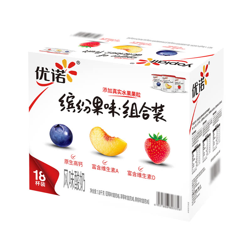 优诺 混合囗味缤纷装风味酸奶 100g*18