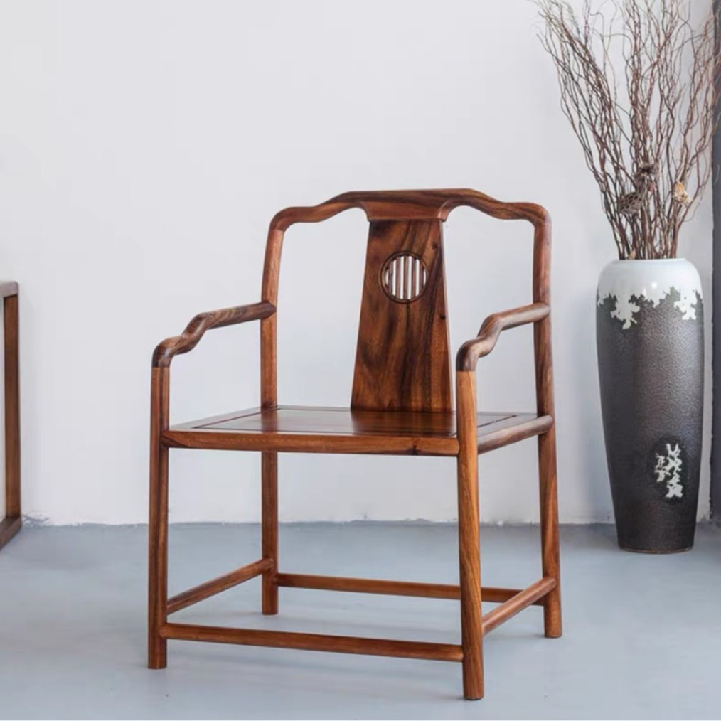 实木原木南美胡桃木榫卯结构浩然客椅餐桌茶桌通用