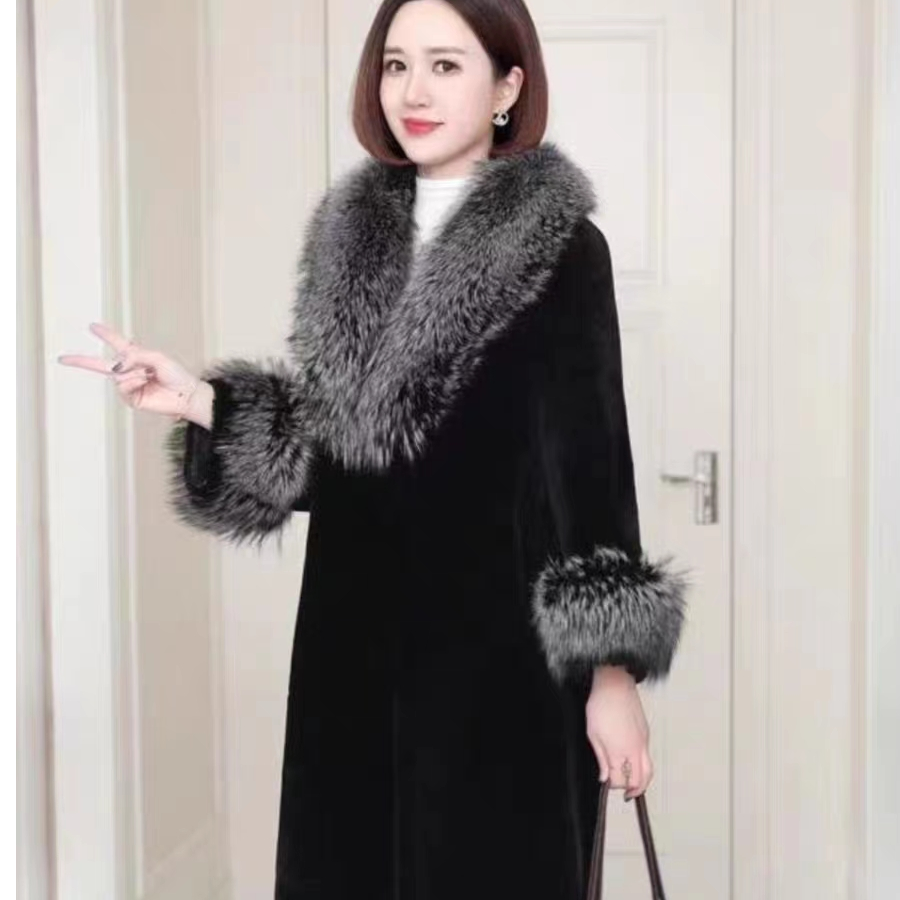 2024新款银兰貂绒 狐中长款女士外套