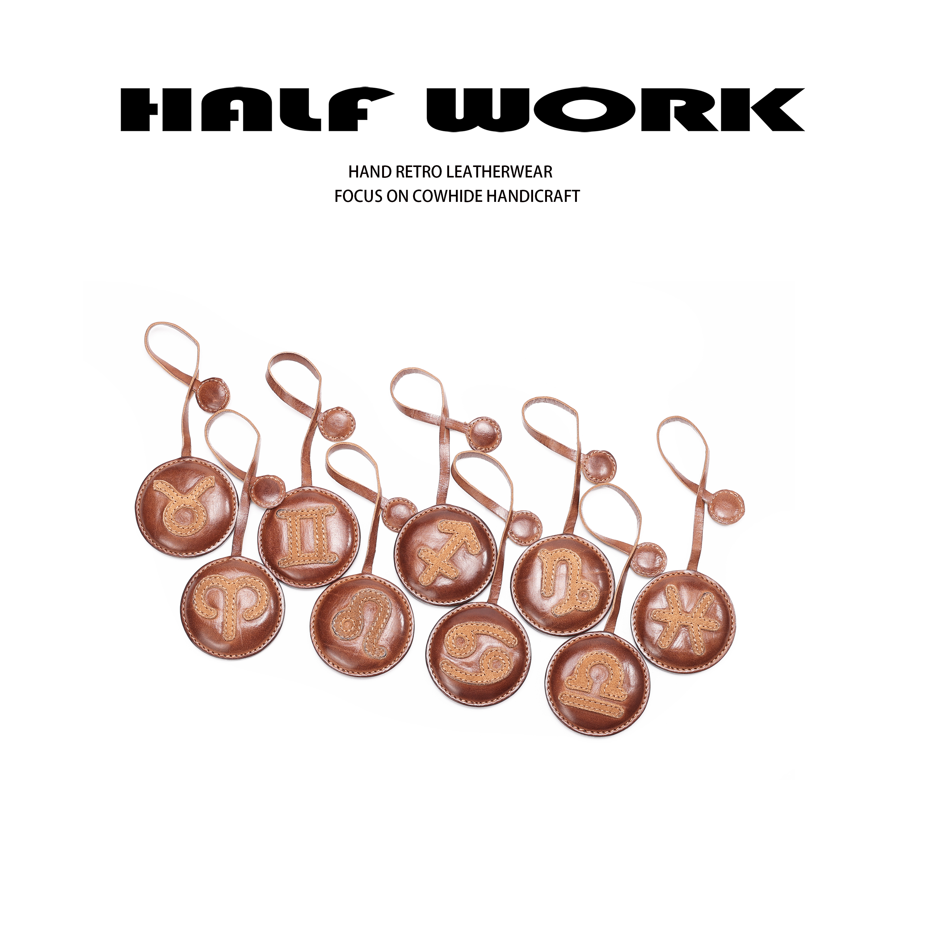 /伴工头层植鞣牛皮 定制十二星座挂件门禁卡套KW-8286