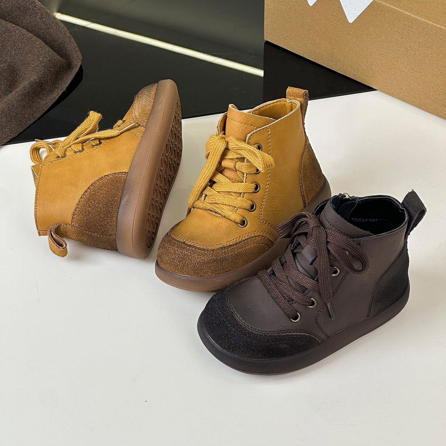 2024年冬季新款儿童时尚擦色加绒棉靴