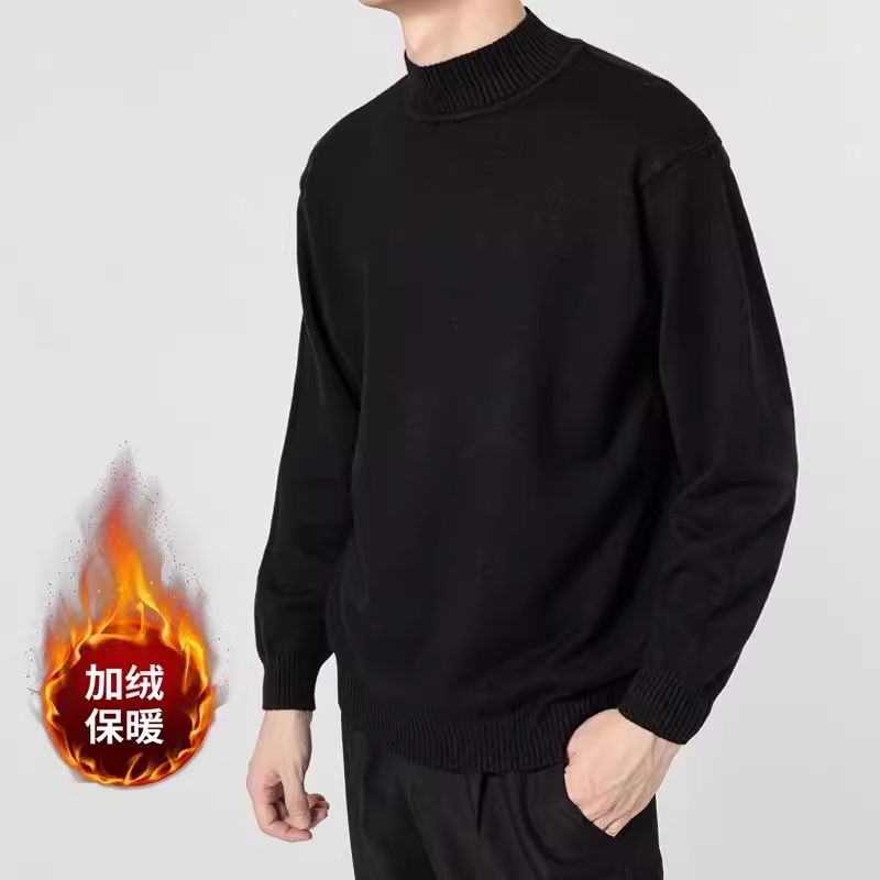 半高领毛衣男2024春秋冬季长袖打底针织衫潮流毛线衣服加绒加厚