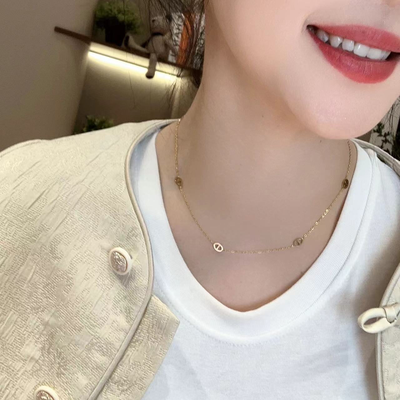 钛钢项链 细链猪鼻圈圈百搭简约项链4-2-24