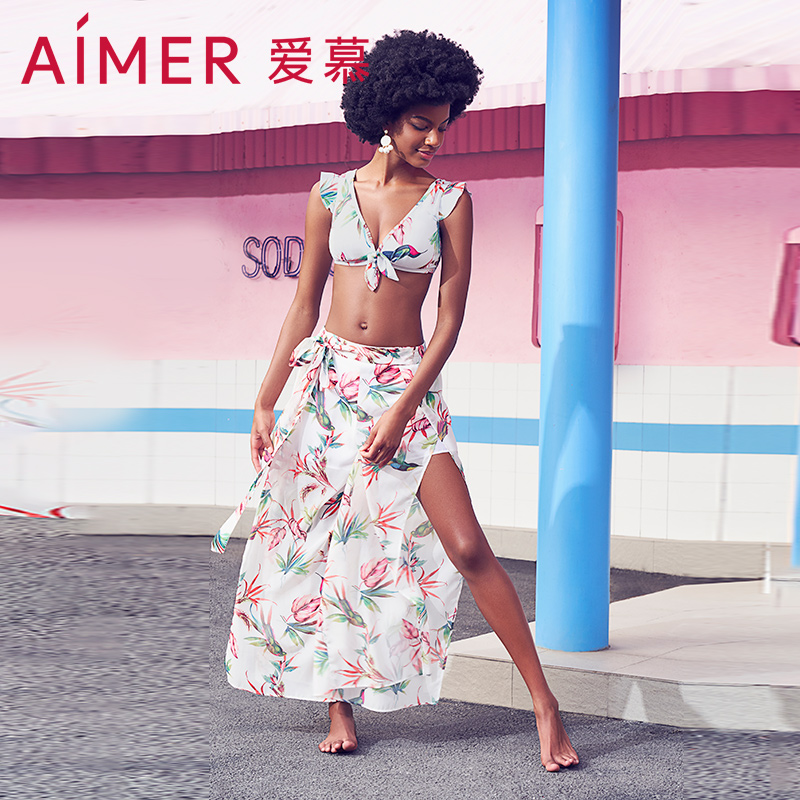 爱慕旧时情调沙滩印花游泳性感裙式时尚夏季女装显瘦长裤AM602582