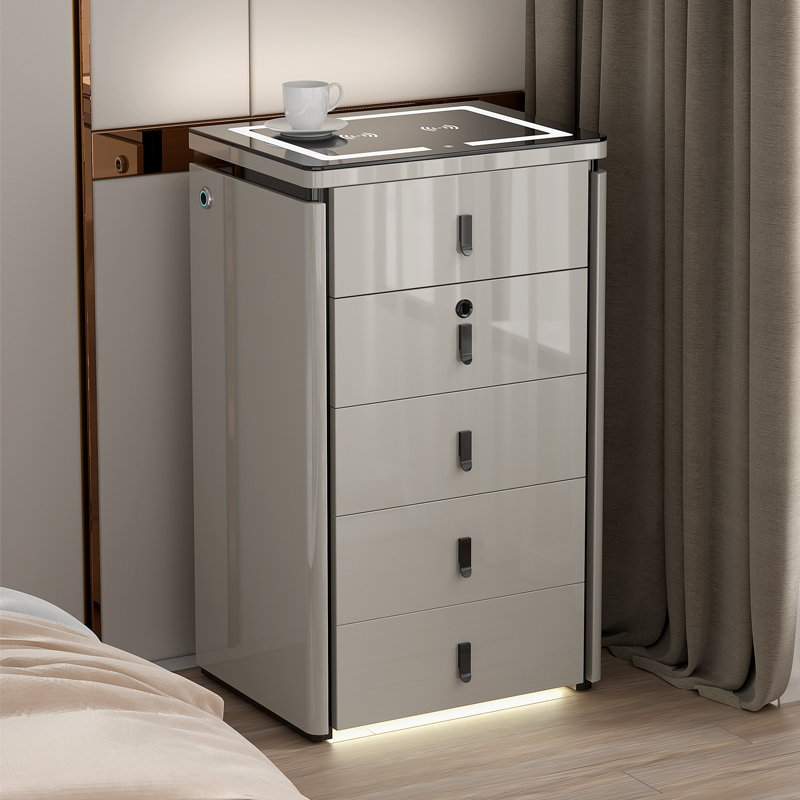 虎牌大空间智能五斗柜床头柜保险柜指纹锁首饰盒蓝牙音箱语音灯