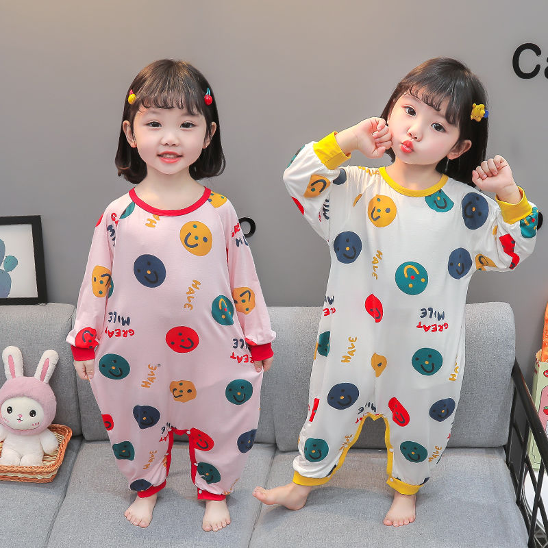 莫代尔儿童连体睡衣男童女童宝宝夏季薄款小童防踢睡袋婴儿空调服