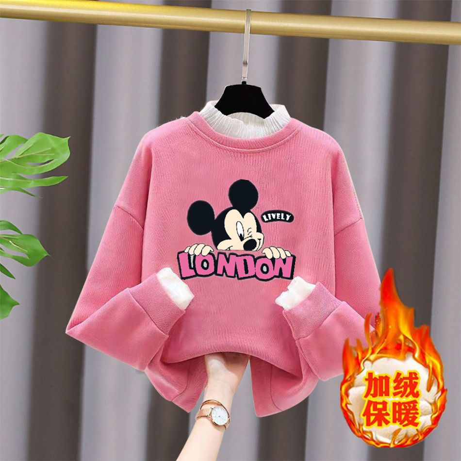 女童卫衣加绒秋冬新款中大童长袖上衣洋气保暖衣女学生宽松外套棉