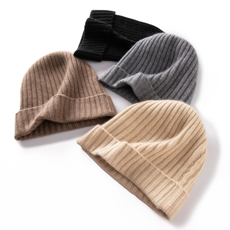 网红显脸小纯羊绒加厚帽子女时尚冷帽堆堆帽秋冬保暖百搭翻边加厚